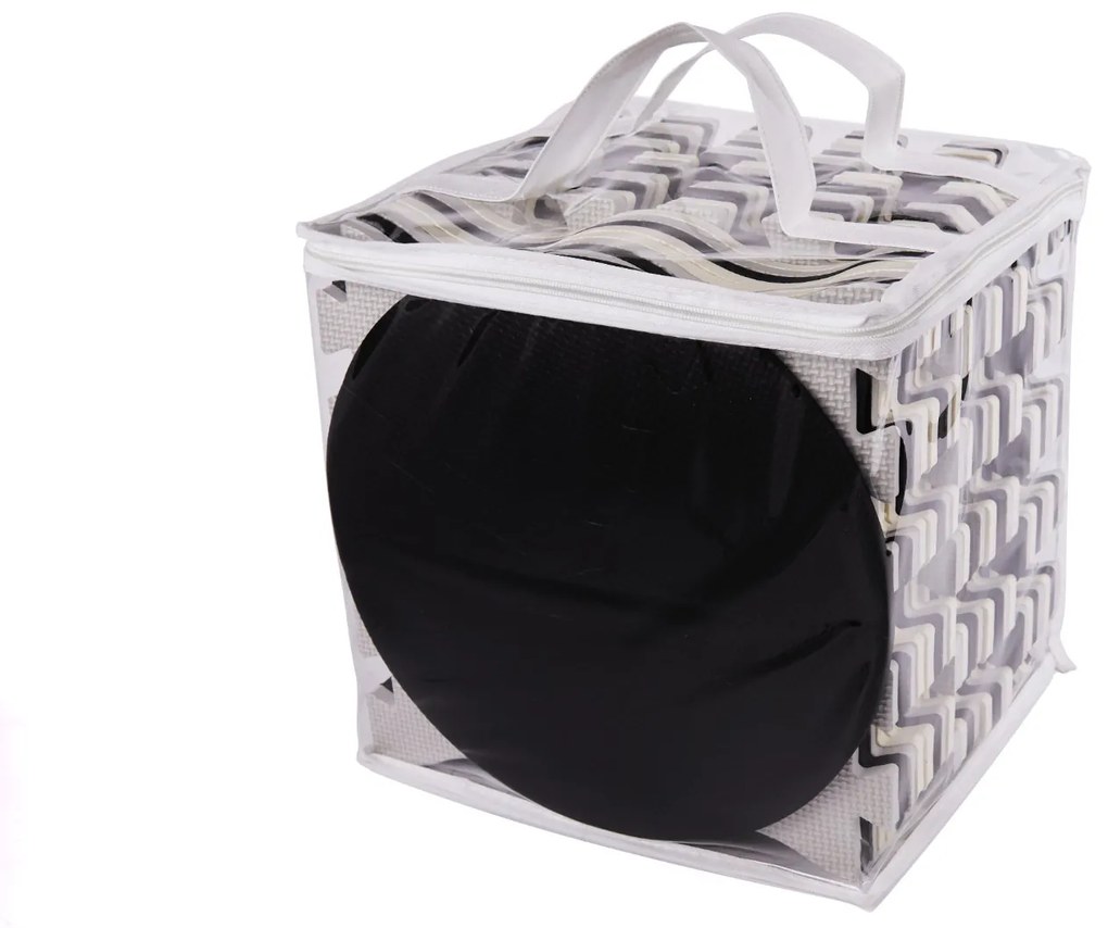 KIK Penová podložka na puzzle / ohrádka pre deti 36el. black-grey-ecru
