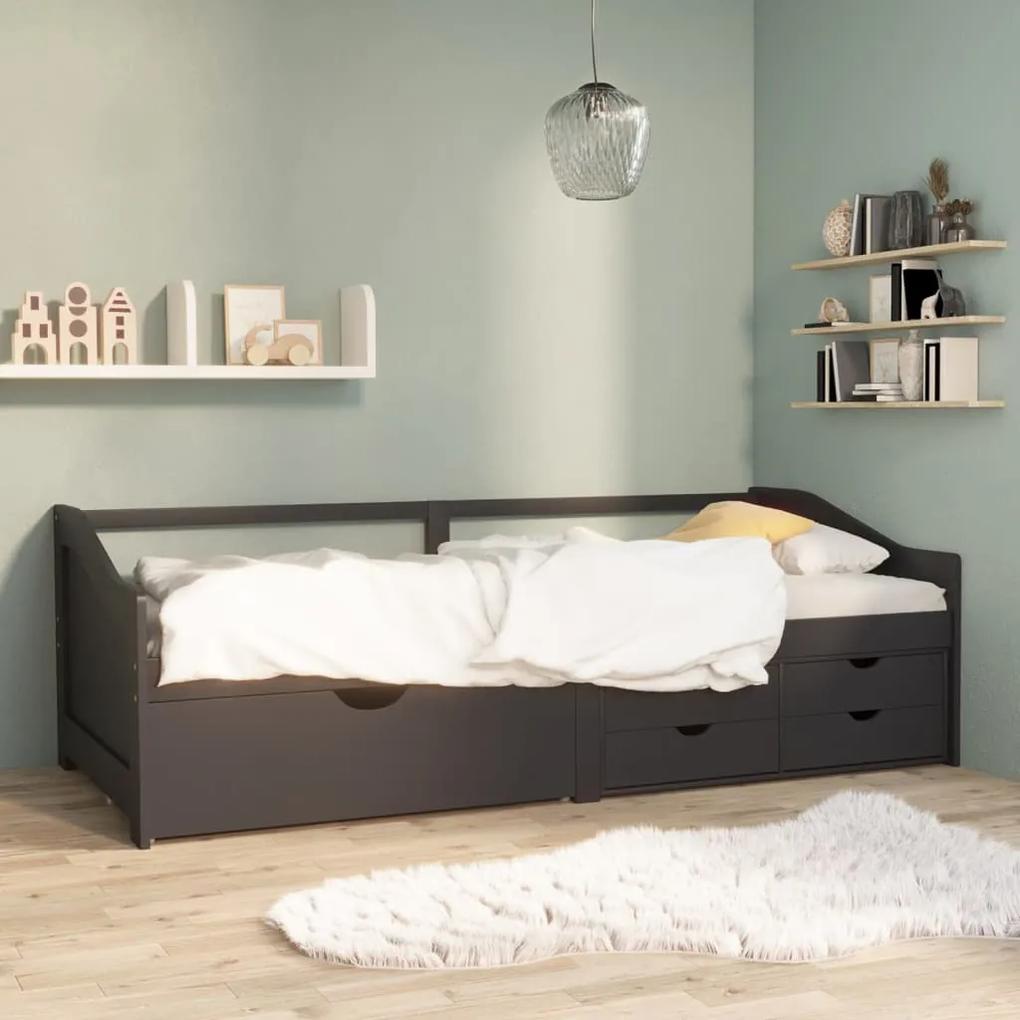 vidaXL 3-miestna posteľ so zásuvkami sivá masívna borovica 90x200 cm