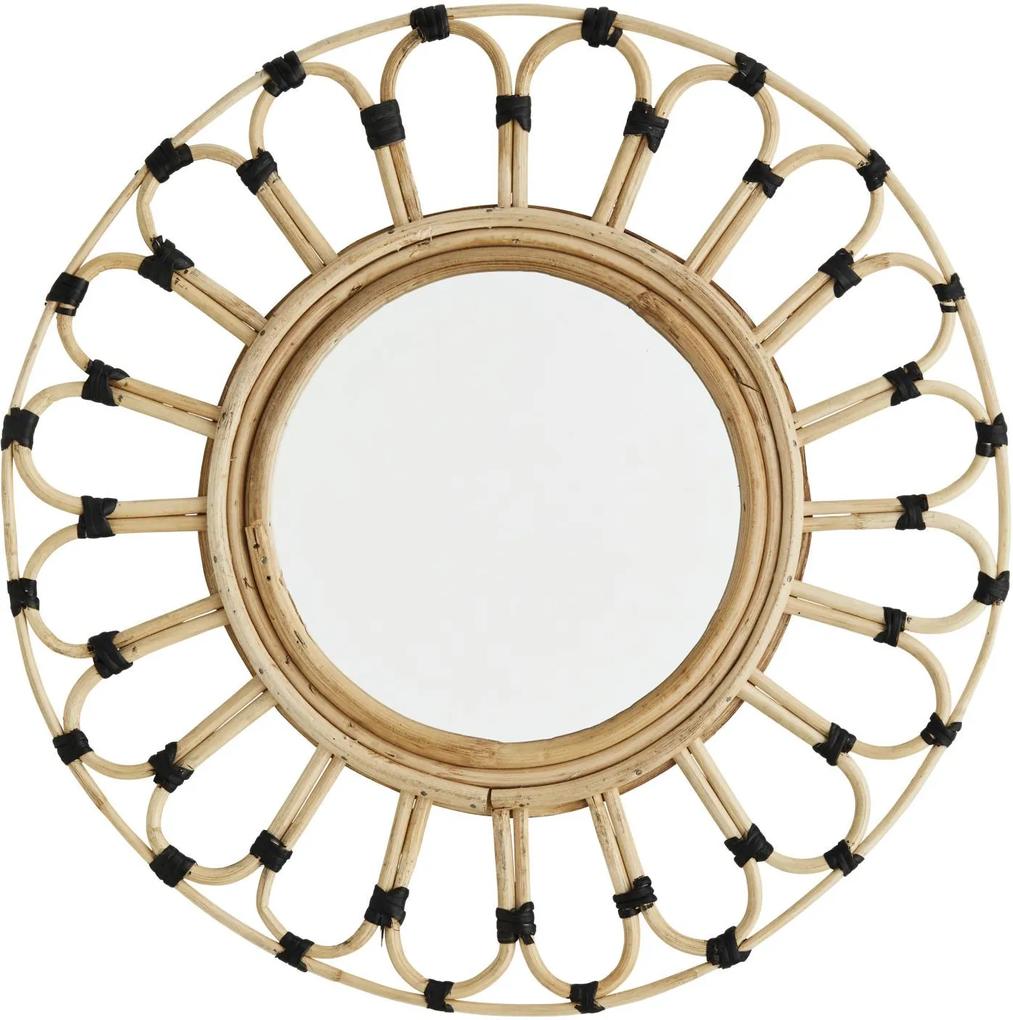 MADAM STOLTZ Okrúhle zrkadlo s dekoratívnym rámom Round Bamboo Frame