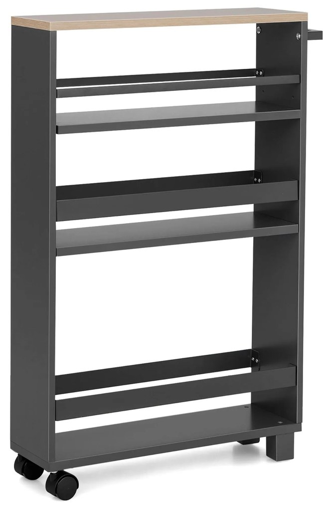 Kesper Mobilná zásuvná polička, policový diel, vozík, sivá, drevo, s držadlom