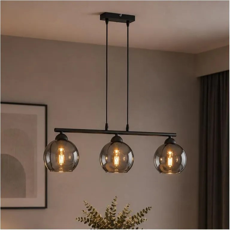 BRILAGI - Luster na lanku DIOR 3xE27/60W/230V čierna/dymová šedá
