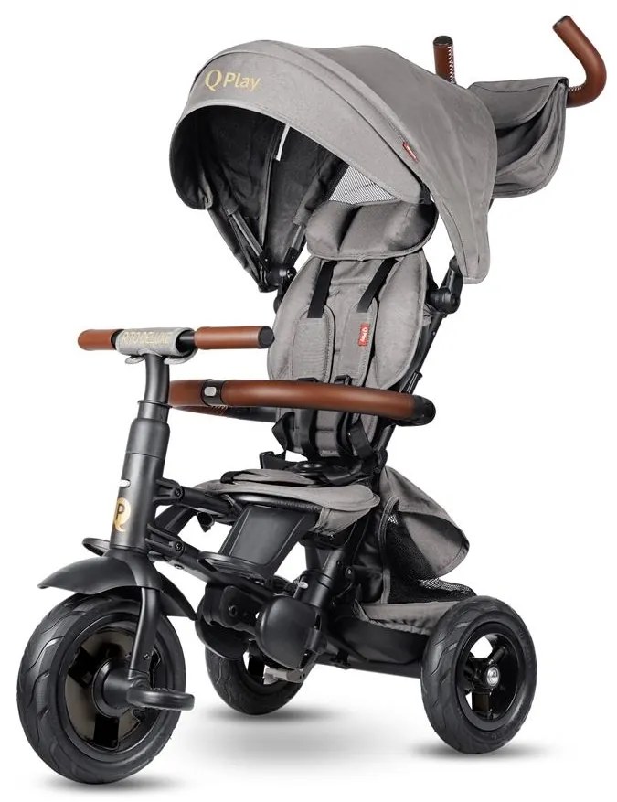 QPlay - Detská trojkolka 6v1 RITO DELUXE sivá