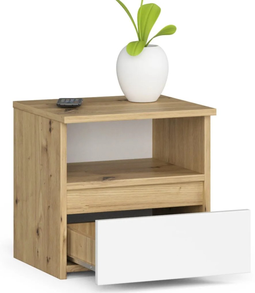 Nočný stolík CL1 40 cm dub artisan/biely