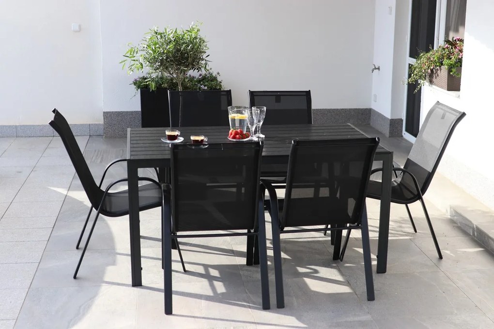 Záhradný jedálenský set Viking L + 6x kovová stolička Ramada