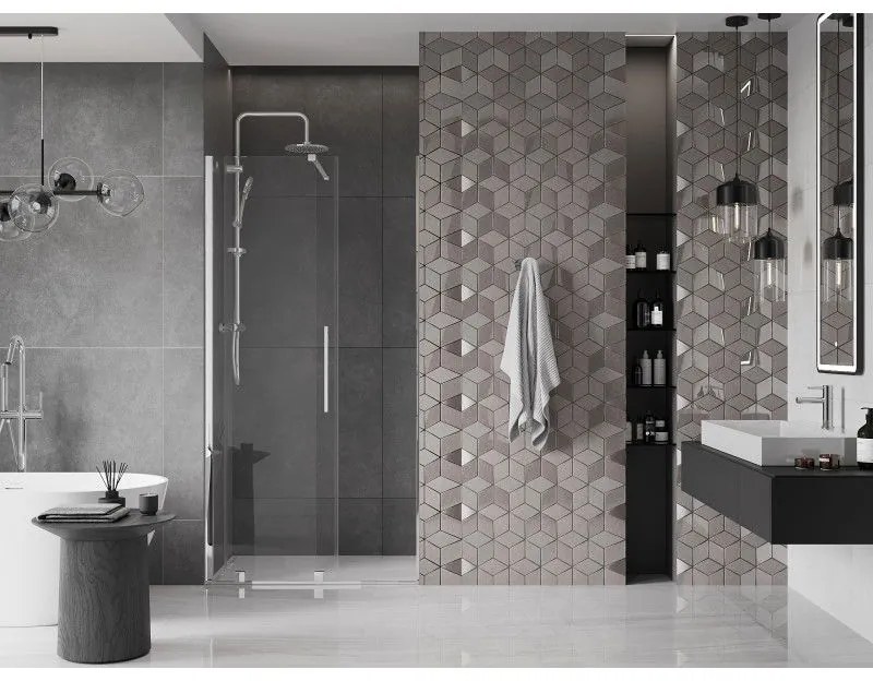 Mexen Velar, posuvné dvere do otvoru 100x200 cm, 8mm číre sklo, chrómový profil, 871-100-000-01-01