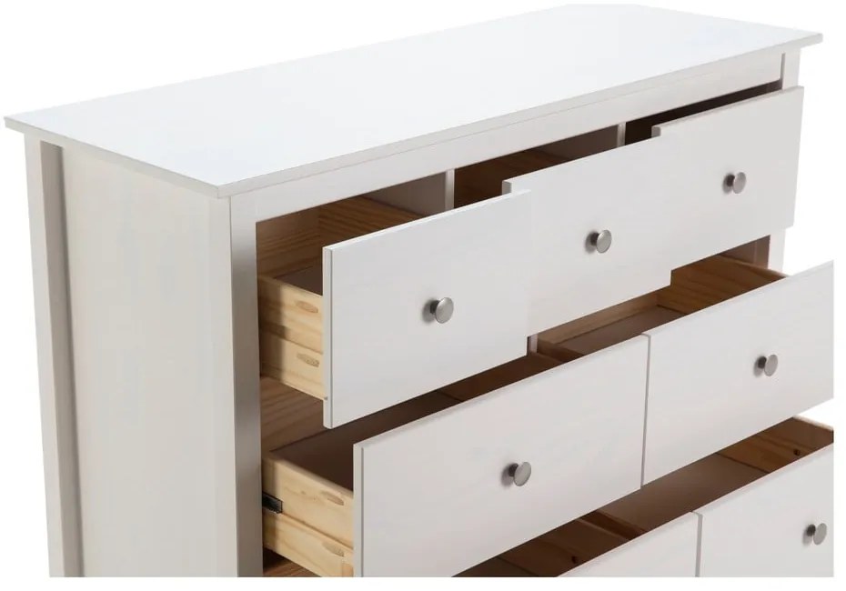 Biela nízka komoda z borovicového dreva 110x80 cm Berna – Marckeric