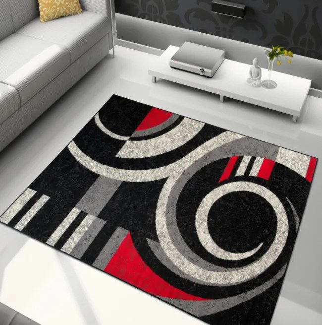 Koberec QMEGA PP CRM T155A čierny / červený