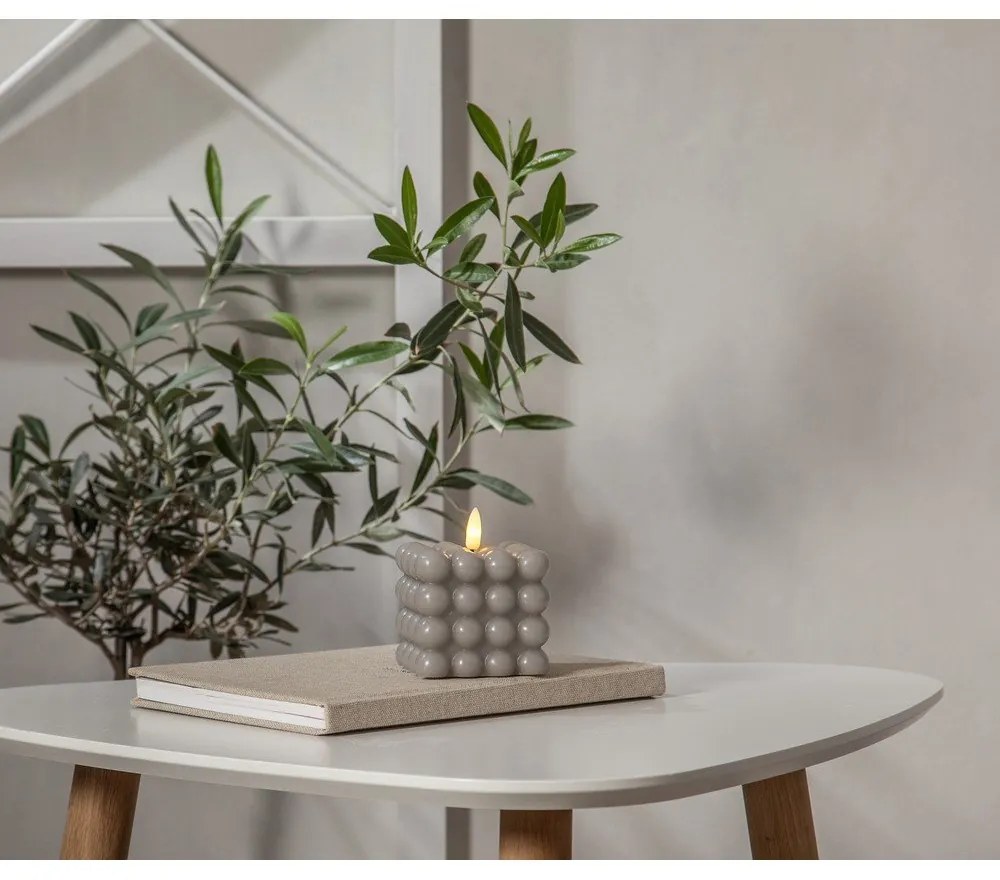 Sivá vosková LED sviečka Star Trading Flamme Dot, výška 9,5 cm