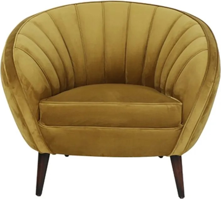Okrové designové zamatové kreslo Almond ocher - 91*71*77cm