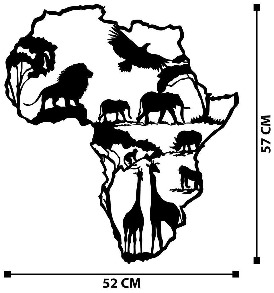 Nástenná kovová dekorácia africká 2 čierna