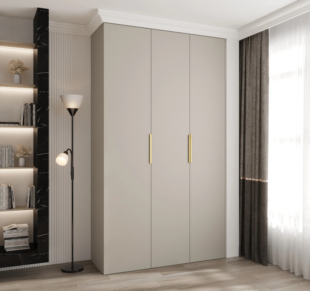 Šatníková skriňa 140 cm Carmela 40-4 (kašmír + zlatá). Akcia -20%. Vlastná spoľahlivá doprava až k Vám domov. 1126652