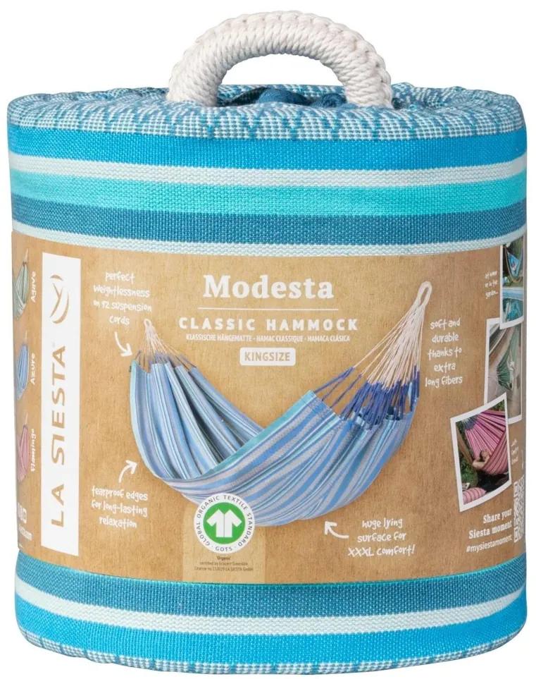 La Siesta MODESTA KINGSIZE PATTERN - hojdacia sieť s veľkým počtom závesných šnúr, ktoré vám zaistia komfort, 100 % organická bavlna