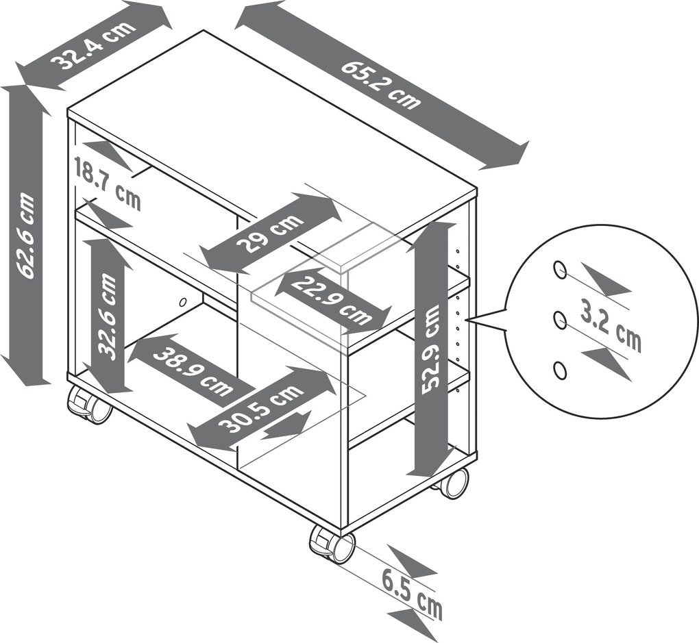 Úložný regál s kolieskami