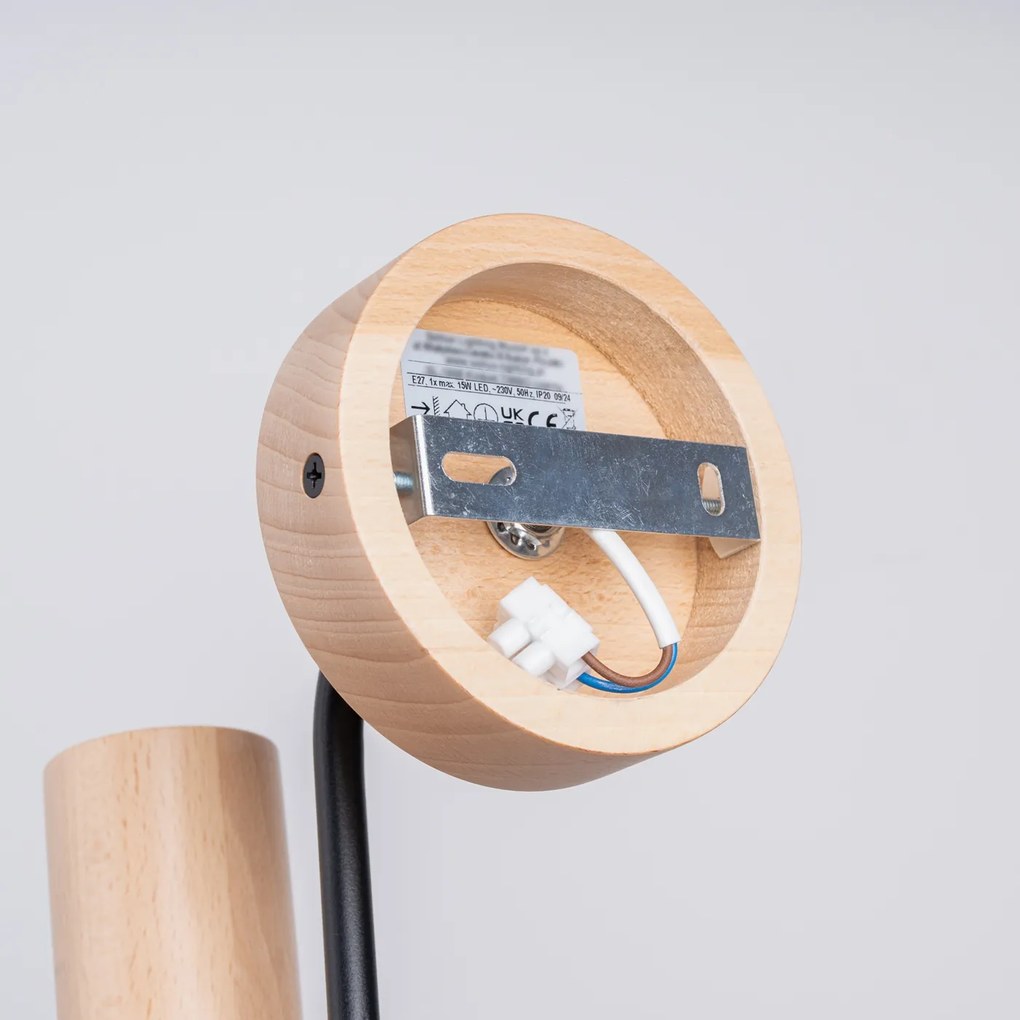 Nástenné svietidlo Timbo 1, drevené telo svietidla, b