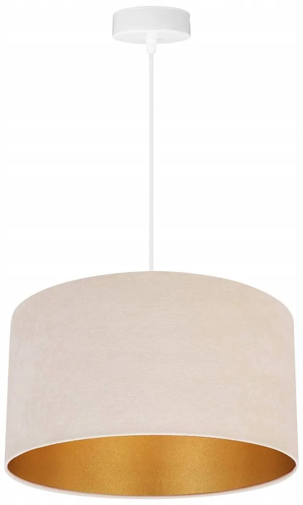 Závesné svietidlo Mediolan, 1x svetlobéžové/zlaté textilné tienidlo, (výber z 2 farieb konštrukcie), (fi 35cm)