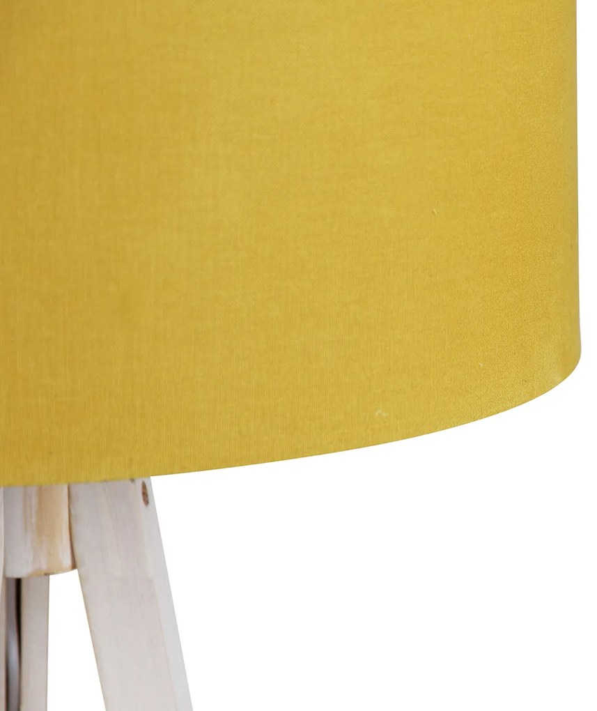 Stojacia lampa s trojnožkou biela so žltým látkovým tienidlom 50 cm - Tripod Classic