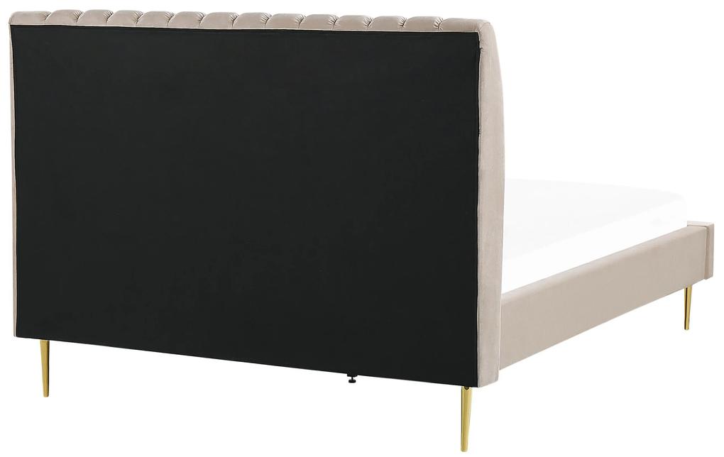 Zamatová posteľ 140 x 200 cm béžová MARVILLE Beliani