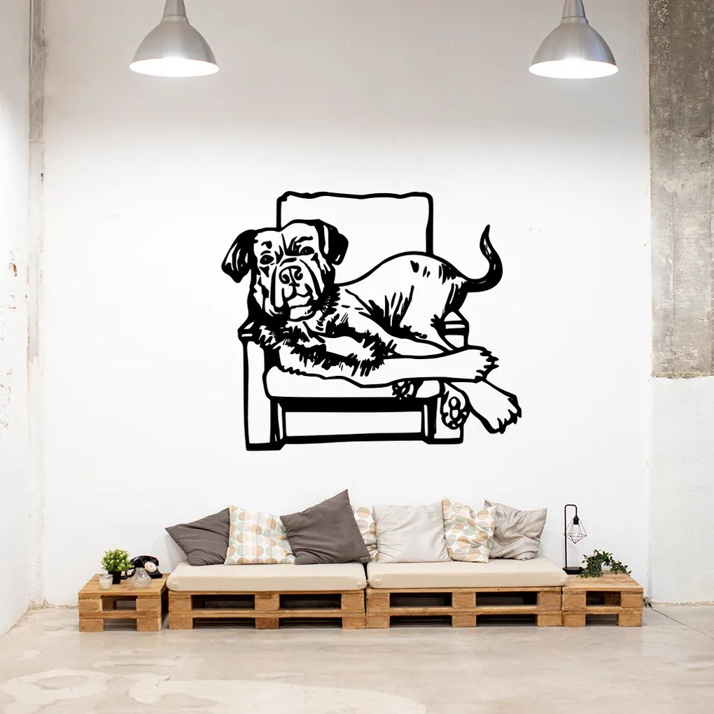 Veselá Stena Samolepka Pes na kresle Farba: hnědá, Veľkosť: 60 x 52 cm