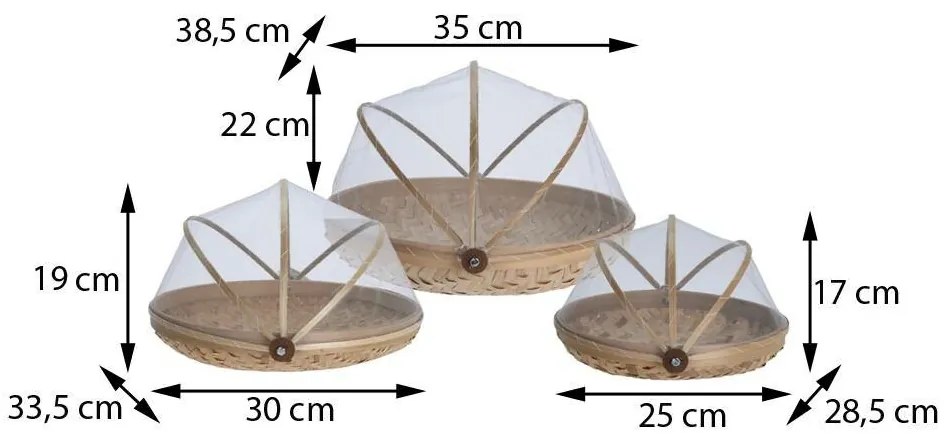 Súprava 3 servírovacích podnosov s krytom Bamboo