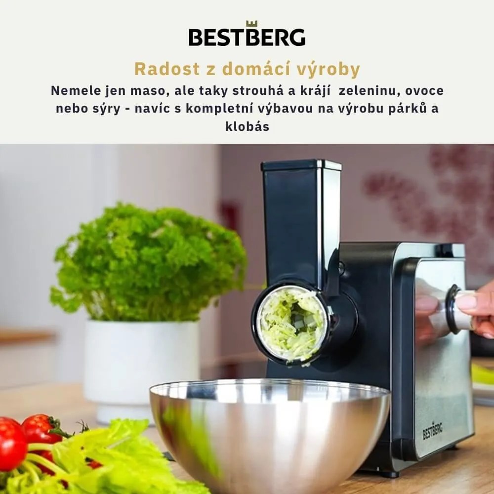 Elektrický mlynček na mäso BestBerg BBM-2500 / 2500 W / čierna/strieborná