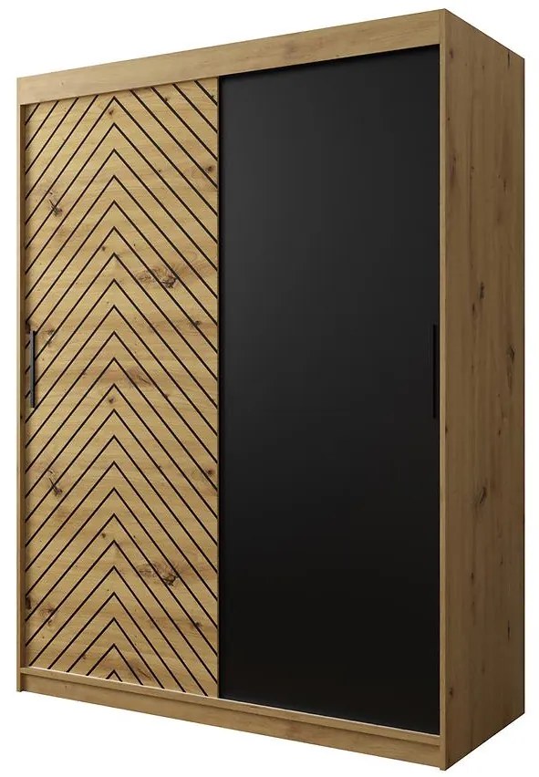 Skriňa Jodełka 150 dub Artisan/dub Artisan/čierna