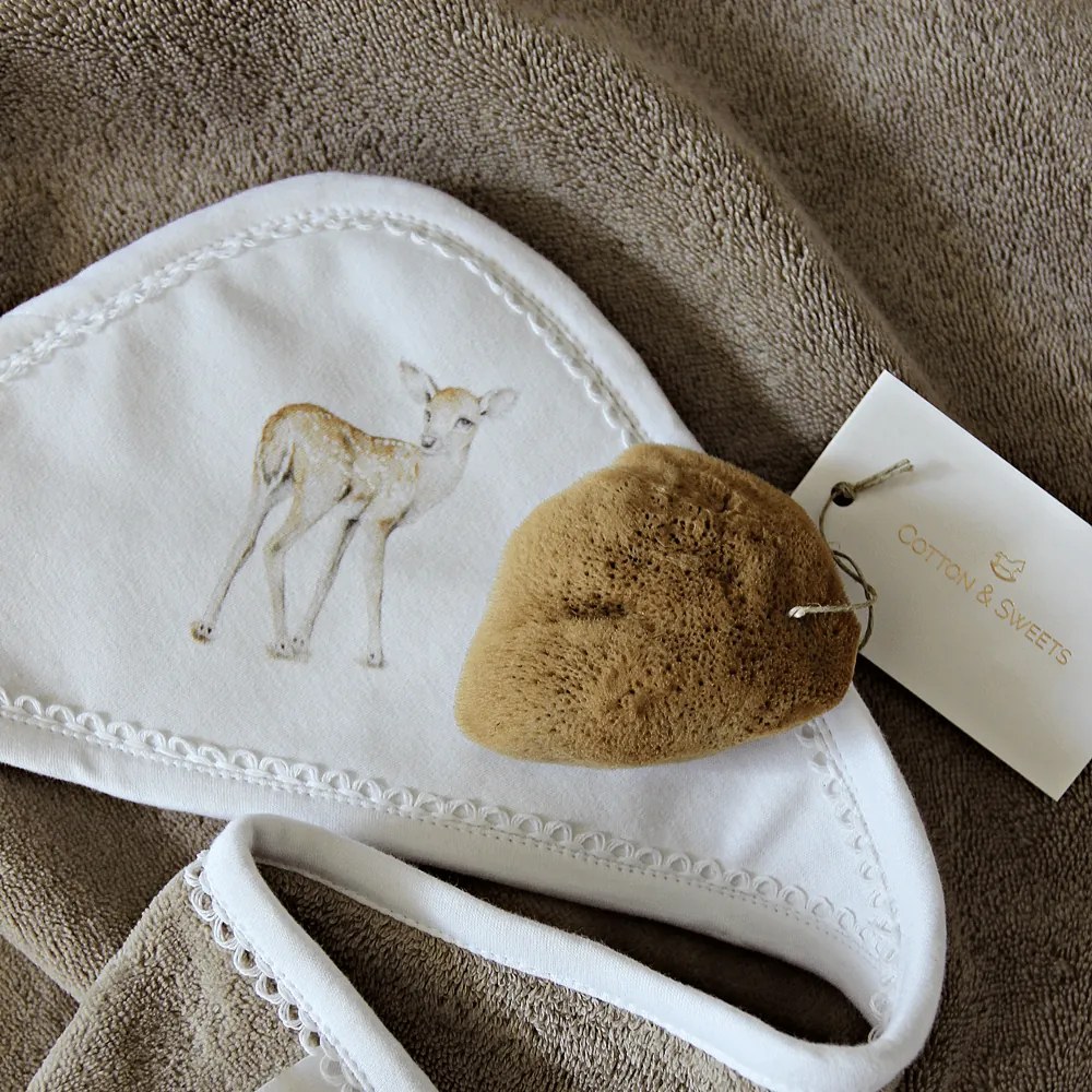 Novorodenecká osuška s kapucňou čokoládová 80x80cm