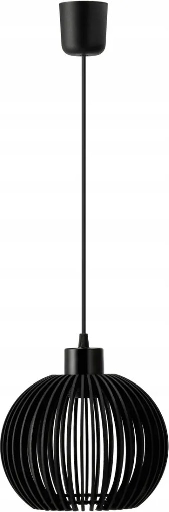 BERGE LED stropné svietidlo E27 drevená guľa čierna