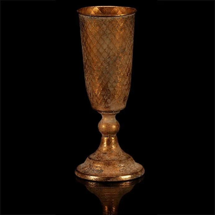 Kovový kalich úzky, zlatá, 10 x 10 x 30 cm