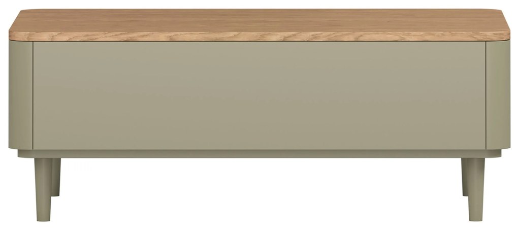 Konferenčný stolík so zásuvkami Elivo 100 cm na nožičkách - eukalyptus / dub baltic dune