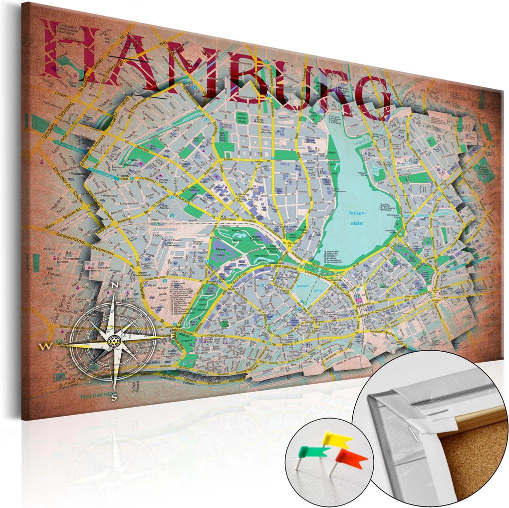 Obraz na korku - Hamburg [Cork Map] 60x40