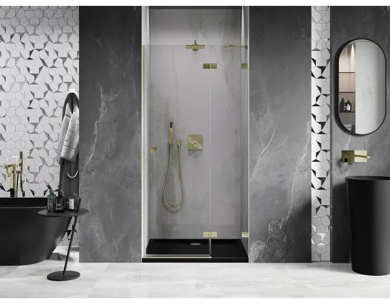 Mexen, Mexen Lunar pravé otočné sprchové dvere 100 cm, transparentné, brúsené zlato - 834-100-000-55-00-P