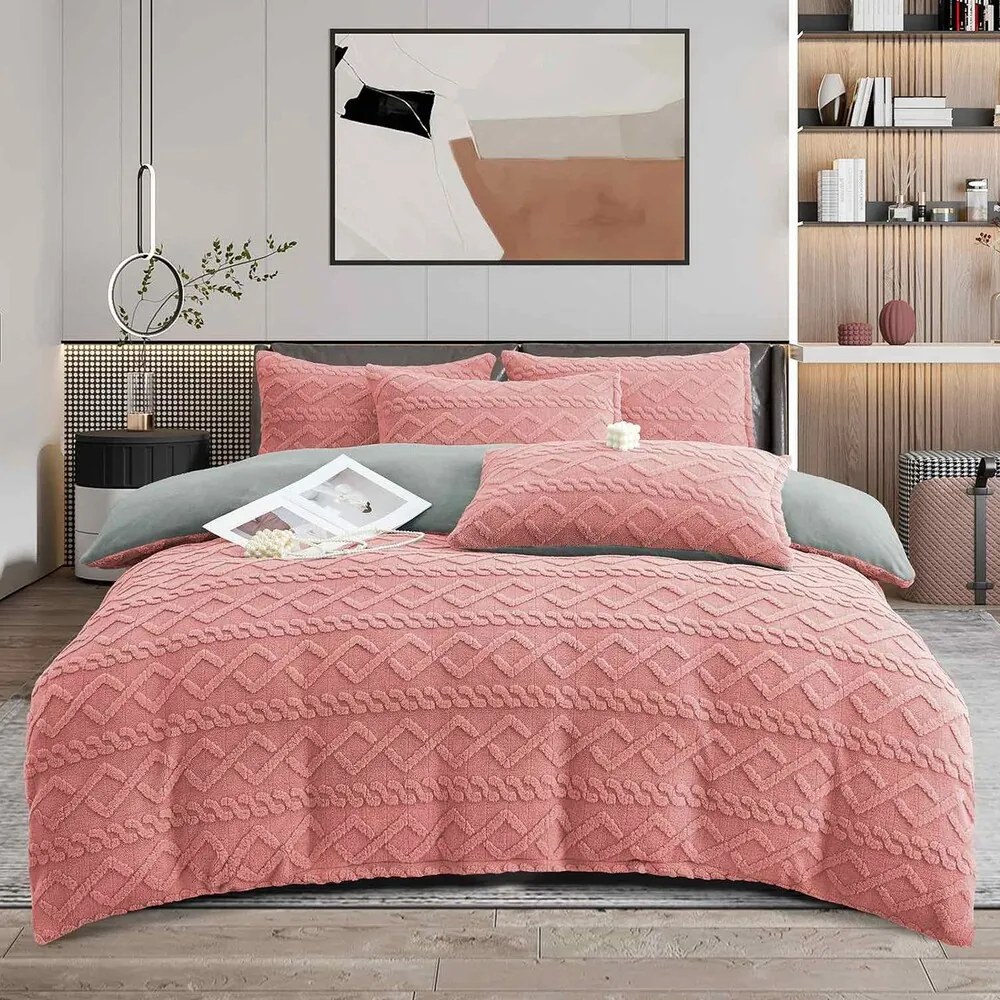 Jemné mikroplyš obliečky Homa HAYRO PINK 7-dielna sada 140x200 cm