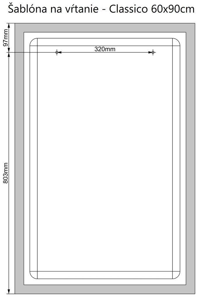 LED zrkadlo Classico 60x90cm studená biela