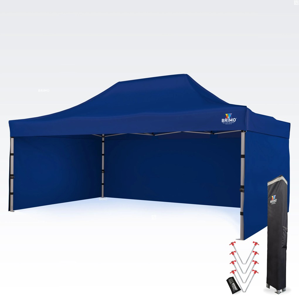 BRIMO Nožnicový párty stan PREMIUM ALU 4x6 m s 3 stenami modrý