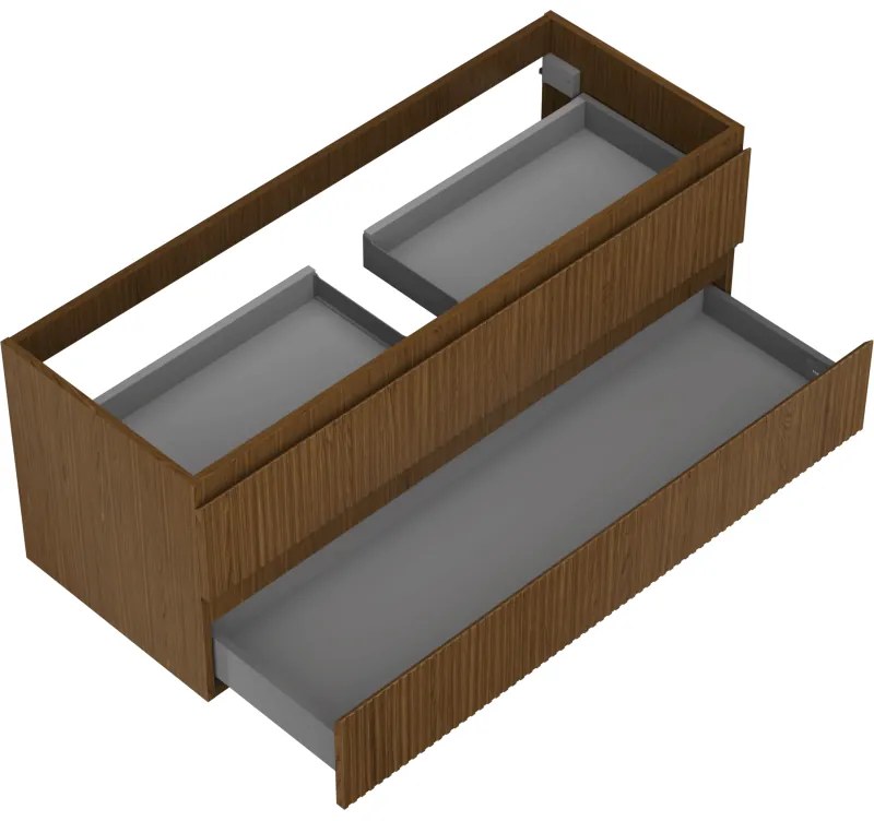 Mexen Rivel, kúpeľňová skrinka 120 cm, 2 zásuvky, drážkovaná, orech, 91A20-12047-2-BFF86