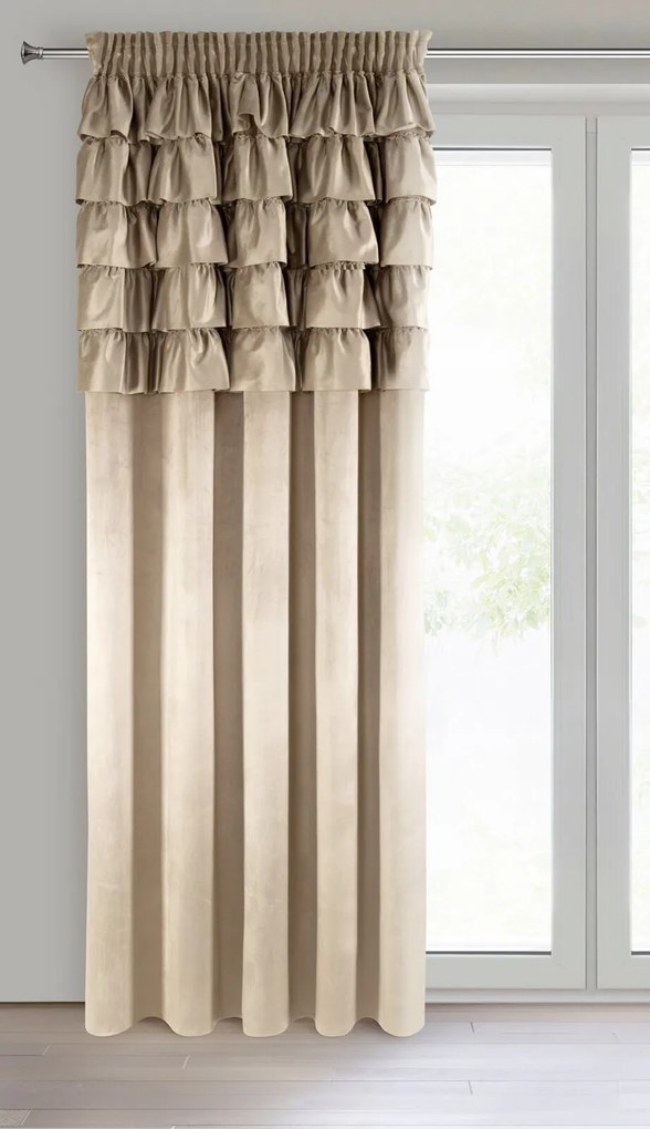ZATEMŇOVACÍ ZÁVES NA PÁSKE AURA 140X270 CM TMAVOBÉŽOVÁ