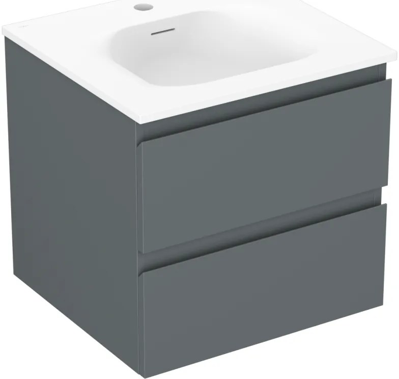 Mexen Orio, kúpeľňová skrinka 50 cm s umývadlom Vela, 2 zásuvky, grafitová matná/biela matná, 91A10-05047-2-BFF66-W23M01