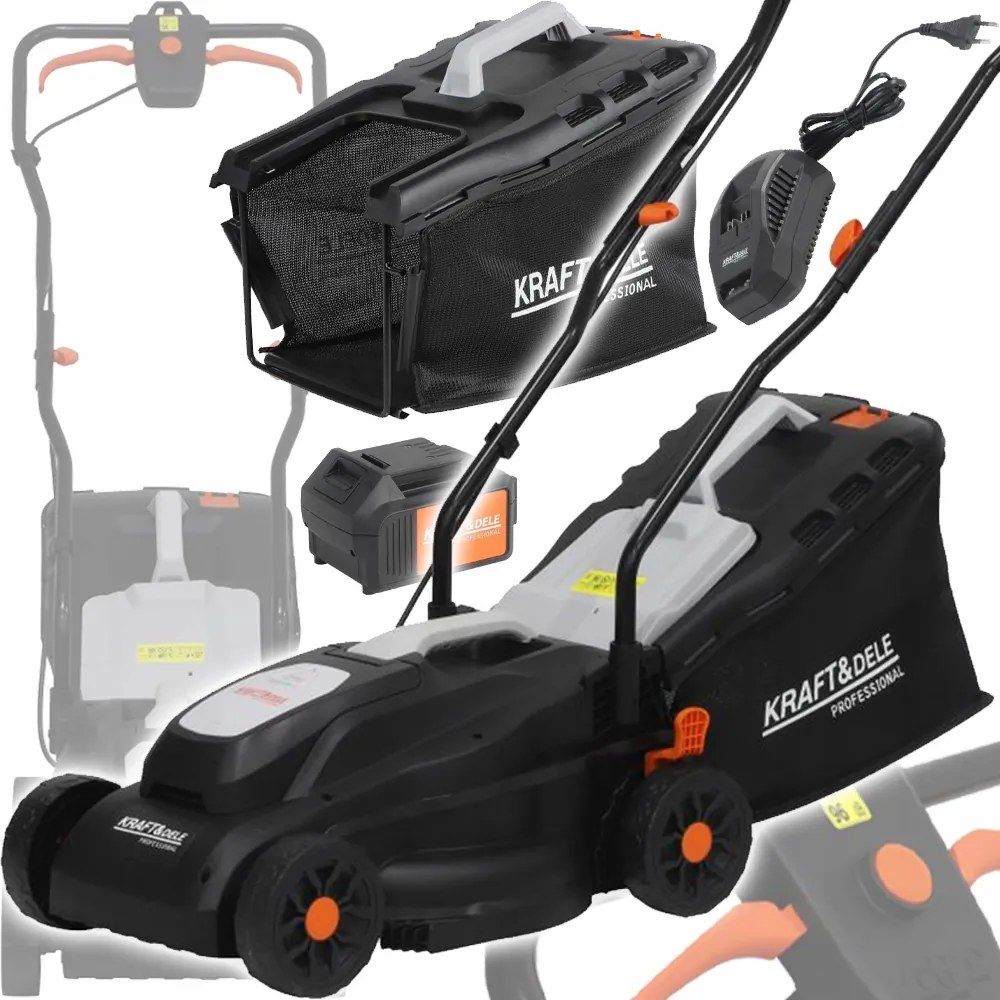 Elektrická Akumulátorová Kosačka Na Trávu 21V 4AH, Kôš 32 L