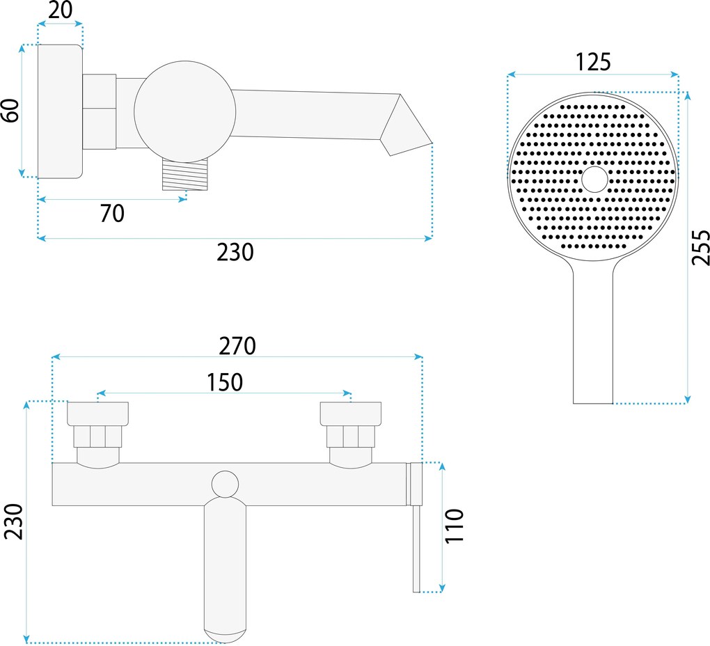 Rea Foss, vaňová batéria s ručnou sprchovou súpravou, brúsená oceľ, REA-B6892