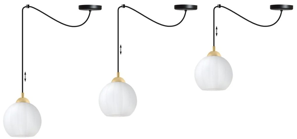 Závesné svietidlo Costa Spider, 1x biele sklenené tienidlo, b/g