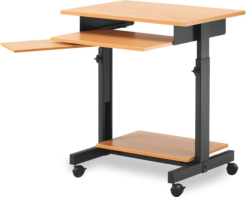 Počítačový stôl Logic, výškovo nastaviteľný, 700x500 mm, buk/čierna