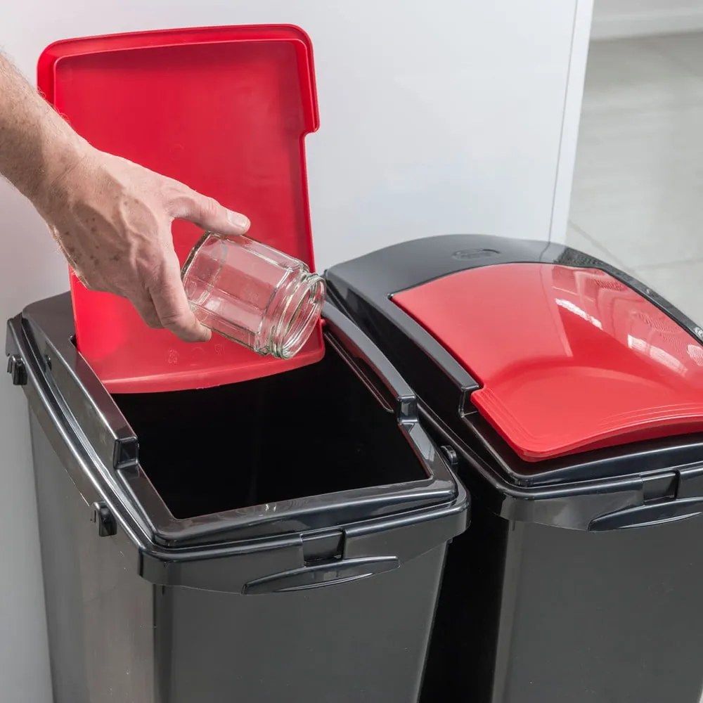 Červeno-čierny poklop na odpadkový kôš - Addis