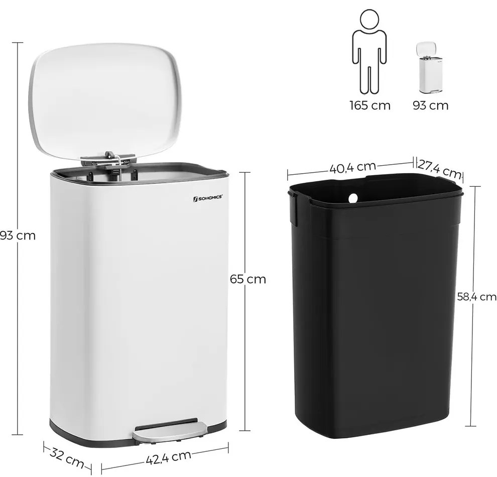 Odpadkový kôš 50 l SONGMICS LTB101W01