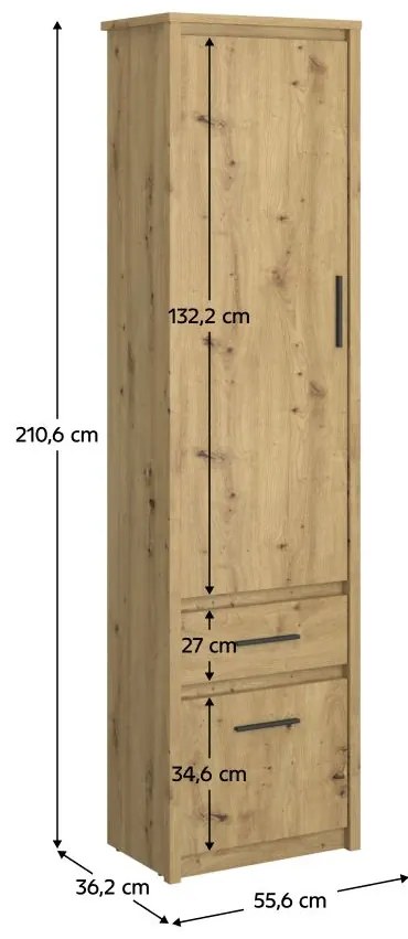 Policová skriňa IRON (dub artisan). Vlastná spoľahlivá doprava až k Vám domov. 1091606