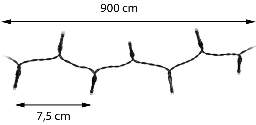 Vianočné svetielka 9 m/120 led viacfarebná, 8 režimov svietenia, pamäťová funkcia