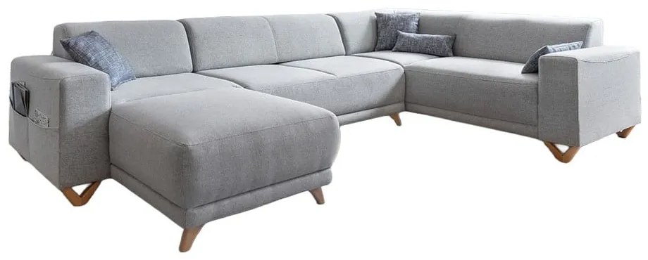 Svetlosivá rozkladacia/s úložným priestorom rohová pohovka (pravý roh/do tvaru "U") Classy Sophie – Miuform