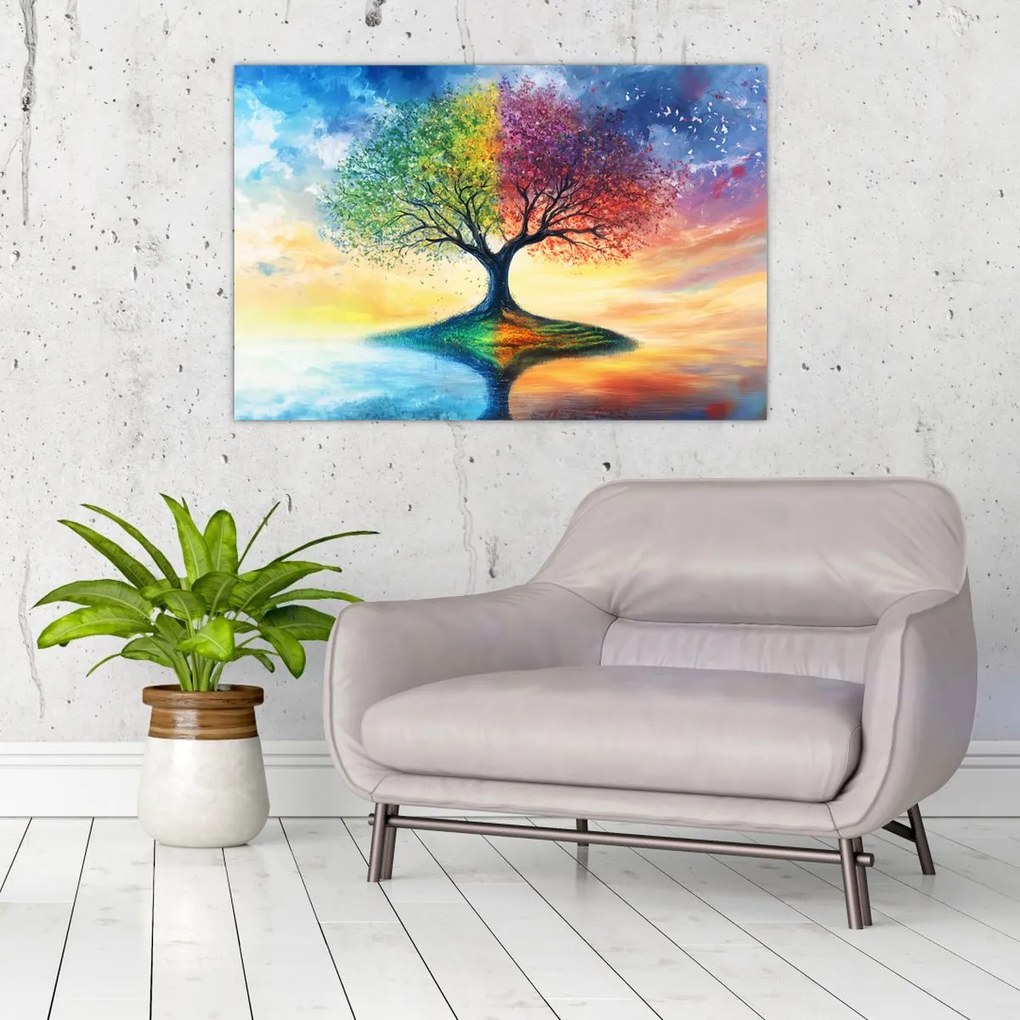 Obraz – Maľovaný strom ročných období (90x60 cm)