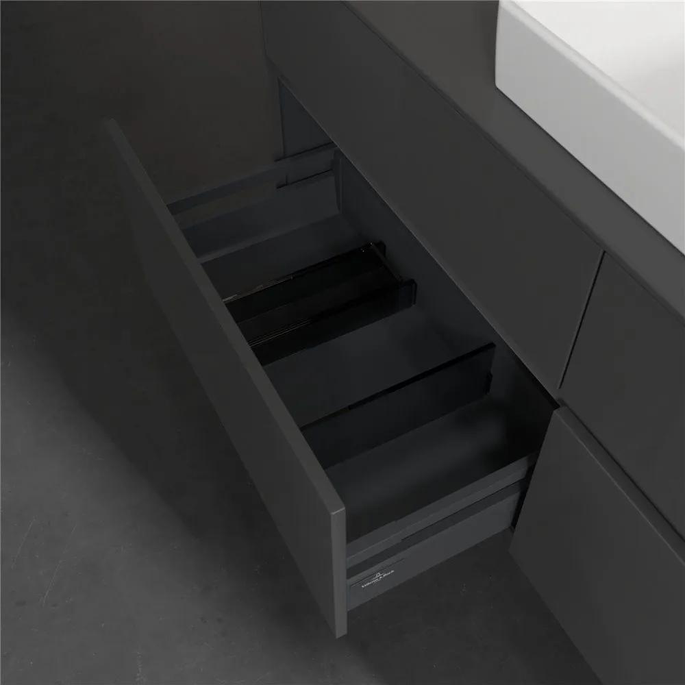 VILLEROY &amp; BOCH Collaro závesná skrinka pod umývadlo na dosku (umývadlo vpravo), 4 zásuvky, 1400 x 500 x 548 mm, Glossy Grey, C09000FP