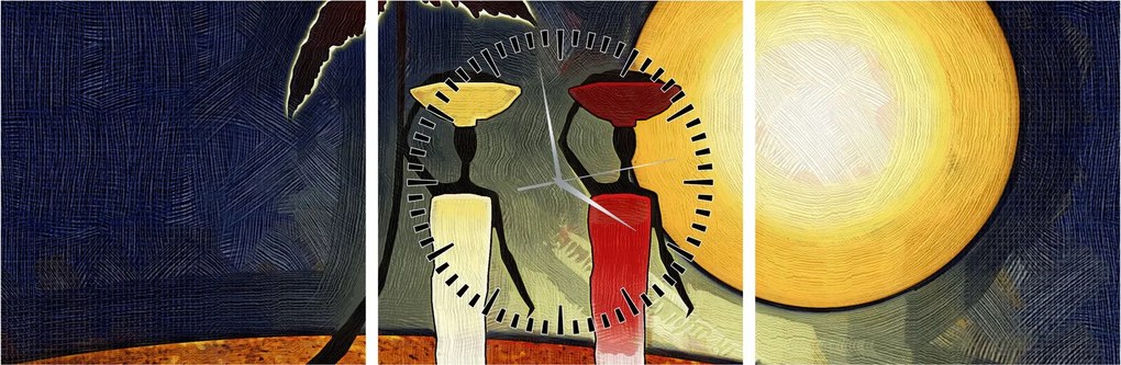 Obraz starovekej maľby (s hodinami) (90x30 cm)