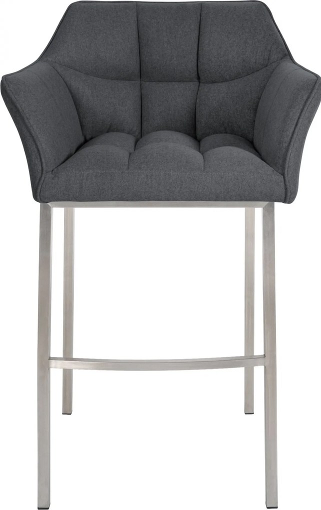 Barová stolička Damaso E - filc, nerez 4-nohý rám - Sivá